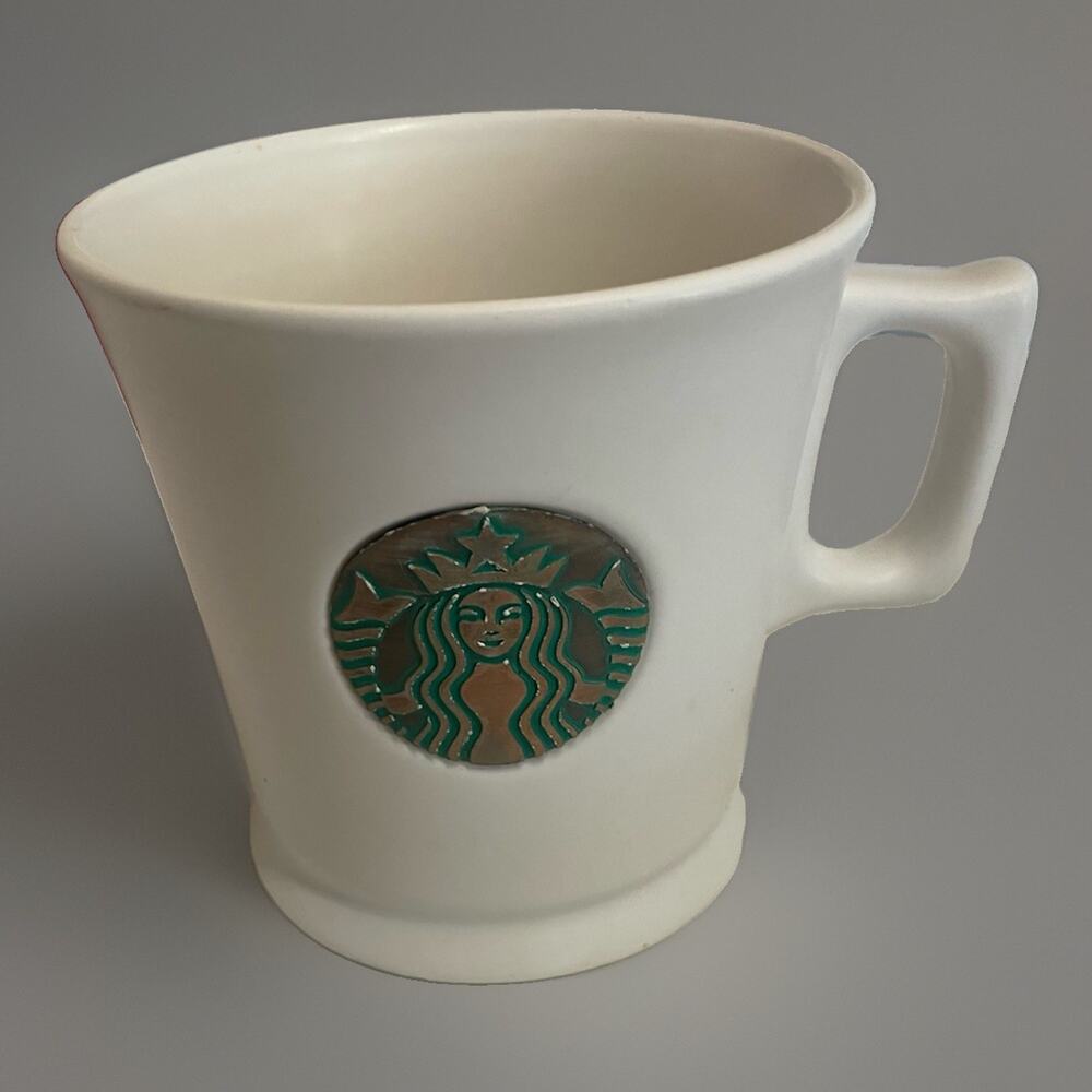 Starbucks Mermaid Mug 2014 Gold Bronze Embossed Logo Coffee Cup
